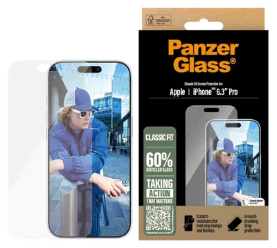 Obrázek produktu pro PanzerGlass ® Screen Protector iPhone 16 Pro | Classic Fit, Apple, Apple - iPhone 16 Pro, Aplikace nasucho, Odolné proti poškrábání, Odolný proti nárazům, Průhledná, 1 kusů