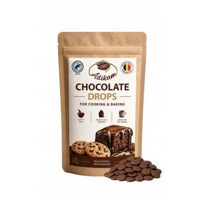 Zdjęcie produktu dla NAJLEPSZA Czekolada DESEROWA 1 kg dropsy 54% ADIKAM do fontanny, fondue i wypieków