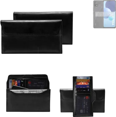Produktbild von K-S-Trade Handy Hülle kompatibel mit TCL 406 Schutz Hülle Tasche Schutz Case Handytasche Kunstleder schwarz, 1x