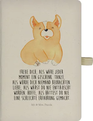 Produktbild von Mr. & Mrs. Panda Skizzenbuch Corgie - Transparent - Geschenk, notizbuch, Optimistisch, Hund, Lebensfroh, Sprüche, Journal, Notizheft, Adressbuch, Schreibheft
