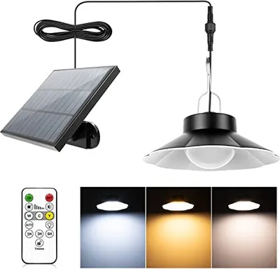 Produktbild von Solarhanglampe, Lichter im Freien Fernbedienung im Freien, 920 LM, 3 Farbtemperaturen, IP65 wasserdichtes Anhängergarten, Terrasse, Balkon, Pavillon