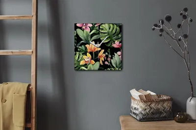 Produktbild von Coloray Hodiny Unikátní 30x30 cm  Tiché hodiny Pro obývací pokoj a kuchyň Nástěnné hodiny Plátno Bílé ručičky hodin - Sázet květiny