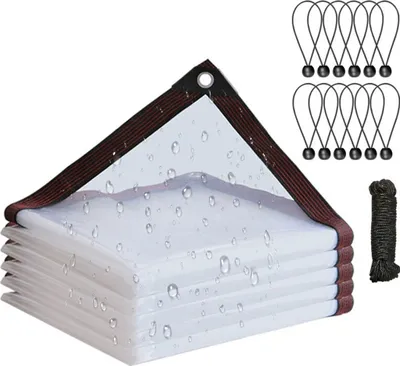 Produktbild von (1*2M) Transparente Plane mit Ösen, wasserdichte Plane, Balkon-Regenschutz, Gartenplane, wetterfest, faltbare Plane, Windschutz, für Terrasse, Pavillon, Gewächshaus