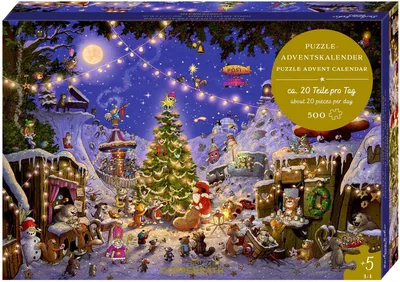 Produktbild von Puzzle-Adventskalender - Weihnachtsmarkt der Tiere