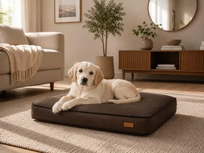 Produktbild von Hundebett ortopaedisch XXL Braun 70x100 wasserdicht abnehmbarer Bezug
