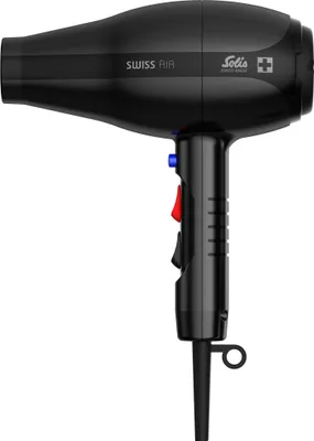 A black Solis Profi hair dryer is shown against a white background.