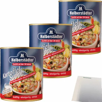 Produktbild von Halberstädter Kartoffelsuppe 3er Pack (3x800ml Dose) + usy Block