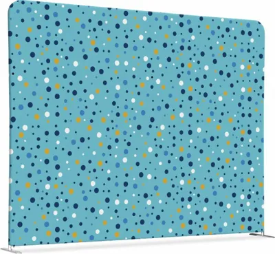 Produktbild von Showdown Textil Raumteiler Basic - 150-150 Doppel Punkte - Blau - Aluminiumrahmen - Silber