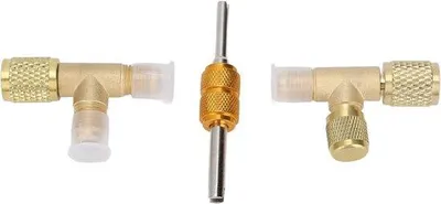 Image de Adaptateur en T pour outils pneumatiques avec raccord 1/4 pouce et manomètre pour pompe à vide
