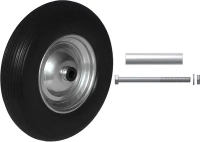 Produktbild von Schubkarrenrad Vollgummi 3.50-8 - Ø350 x 80mm Ersatzrad Schubkarrenreifen Achse