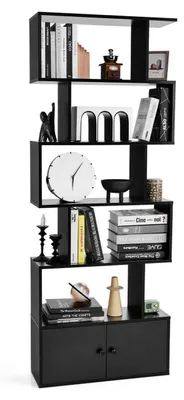 Immagine prodotto di Libreria a 6 ripiani, divisorio per ambienti, colore nero, MDF, dimensioni 70 x 23 x 183 cm