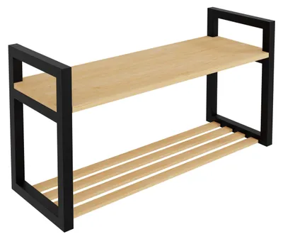 Image de Banc à chaussures en bois avec une étagère
