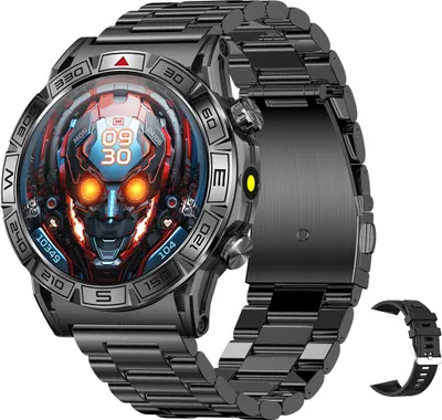 Produktbild von Smart Watch 1,43 Zoll 466 x 466 High-Clear-Display Sportuhr fuer Outdoor-Gesundheit und Schlafueberwachung mit Taschenlampe, Kompassfunktionen, 1 ATM Wasserdicht, Lange Lebensdauer, Multisportmodi, BT-Anruf fuer Maenner und Frauen