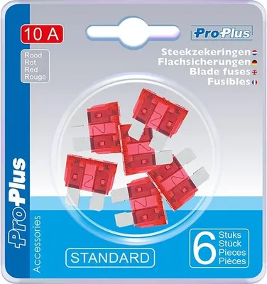 Obrázek produktu pro Čepelové pojistky standardní 10A červená 6 kusů v blistru
