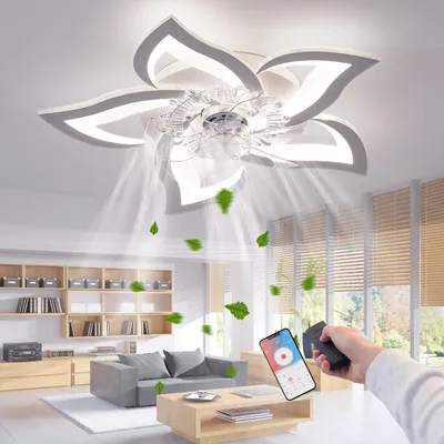 Produktbild von RRBRST LED Deckenventilator mit Beleuchtung,Kreativität 5 Flammige,Leise Dimmbar Lüfterlicht Deckenleuchte mit Fernbedienung und APP Steuerung
