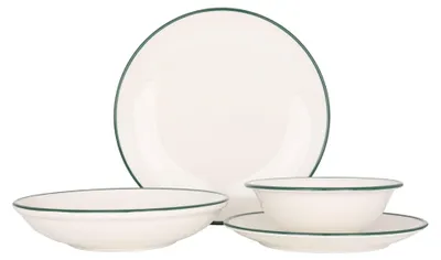 Image de Service de table Rinart (taille moyenne)  - Green Edge - 24 pièces - 6 couverts - Porcelaine
