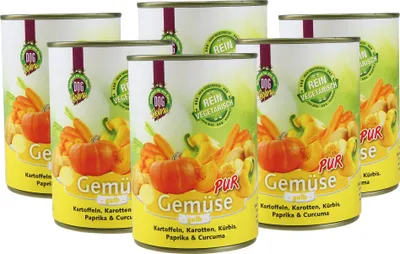 Produktbild von 6 x 410 g Schecker 100% Gemüse pur - gelb- vegetarisch - ideal zum Barfen - Diätfutter 