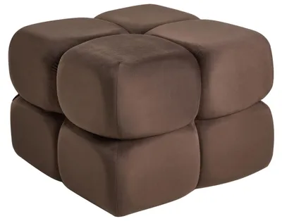 Obrázek produktu pro BELIANI Taburet tmavě hnědý sametové čalounění 60 x 60 kostkový puf podnožka moderní styl obývací pokoj ložnice
