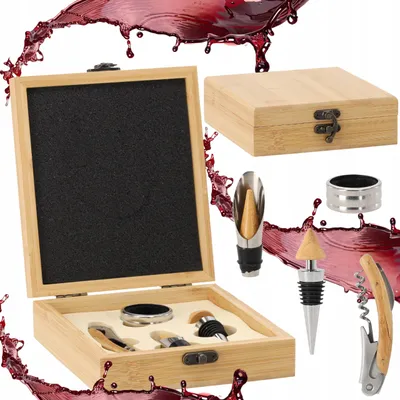 Produktbild von Chomik Weinaccessoire-Set 4-teilig in Bambusbox