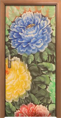 Produktbild von Türposter 90x200 cm Türaufkleber Türtapete Türfolie Klebefolie Chrysanthemen blüten Blumen Wiese