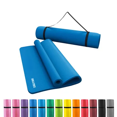 Produktbild von GORILLA SPORTS® Yogamatte - 190x100x1,5 cm, mit Tragegurt, , Rutschfest, Blau - Gymnastikmatte, Fitnessmatte, Sportmatte, Trainingsmatte, Übungsmatte