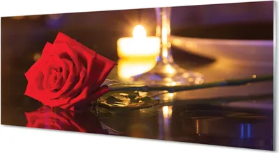Produktbild von Glasbilder 125x50 Wandkunst Rose Kerze Glas