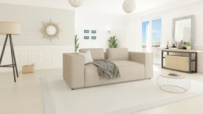 Produktbild von S-STYLE MÖBEL - Modernes Sofa 2 sitzer Bello aus Beige Cord mit weichem Sitz, B/T/H: 196 cm / 92 cm / 64 cm