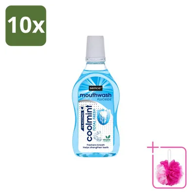 Immagine prodotto di 10 flaconi di collutorio Sence Fresh Coolmint, 500 ml ciascuno, confezione risparmio, 10 pezzi