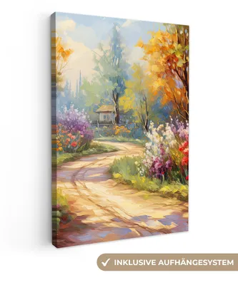 Produktbild von MuchoWow® - Leinwandbilder - Blumen - Bäume - Kunst - Aquarell, Wandbild, Wanddeko Bilder Wohnzimmer, 60x90 cm