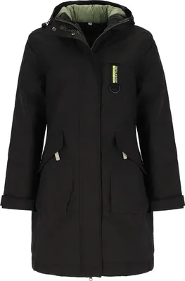 Produktbild von Baumfuchs Damen Funktionsmantel mit wattiertem Futter - Outdoor Funktionsjacke atmungsaktiv in Schwarz Größe 42