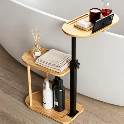 Image de Table d'appoint rotative en forme de C, avec 3 niveaux, réglable de 42 à 80 cm