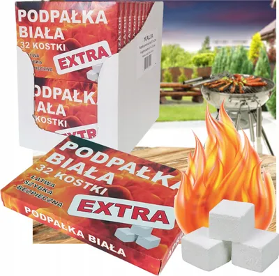 Zdjęcie produktu dla Biała podpałka do grilla i kominka 24 sztuki