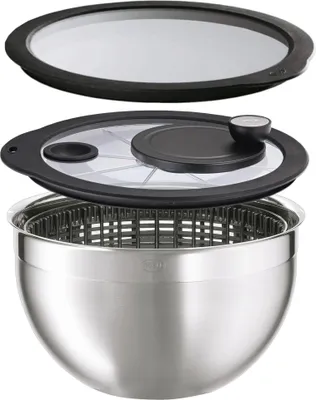 Produktbild von RÖSLE Salatschleuder incl. Glasdeckel und Frischhaltedeckel Edelstahl
