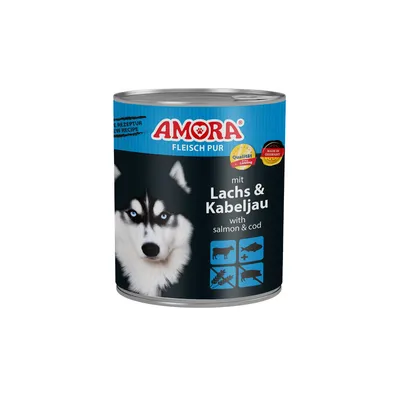 Produktbild von Amora Fleisch Pur Adult Mit Lachs & Kabeljau 800g, Adult, jede Rasse, Kabeljau, Lachs, 800 g, Zuckerfrei