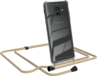 Produktbild von EAZY CASE Handykette kompatibel mit Samsung Galaxy A6 2018, Handyhülle mit Umhängeband, Handykordel, Schutzhülle Clear, Band in Blau