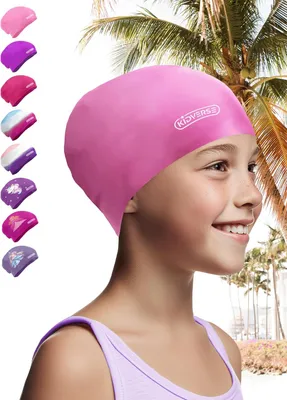 Imagen del producto de Gorro para niños con pelo largo, con antideslizantes, protección UV, accesorio de natación para niñas