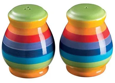 Zdjęcie produktu dla Solniczka pieprzniczka ceramiczna tęczowe paski ręcznie malowana prezent