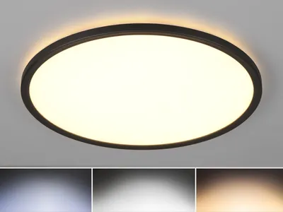 Produktbild von LED Deckenleuchte Tageslichtlampe mit Fernbedienung flach dimmbar Schwarz Ø 42cm