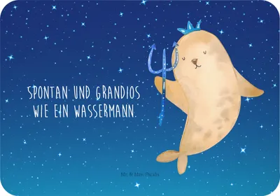 Produktbild von Mr. & Mrs. Panda Kühlschrankmagnet Sternzeichen Wassermann - Sternenhimmel Blau - Geschenk, Geburtstag Februar, Meer, magnet, haftmagnet, zettelhalter, Nix, Meermann