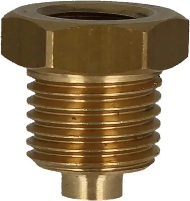 A close-up studio shot of a brass manometer fitting.