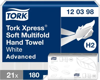 Produktbild von TORK Xpress Multifold Handtuchpapier 210 x 255 mm Z-Falz weiß 2-lagig 21x180 Blatt