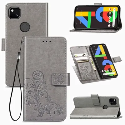 Produktbild von König Design Hülle kompatibel mit Google Pixel 4A Kunstleder Handyhülle - Handy Case Grau