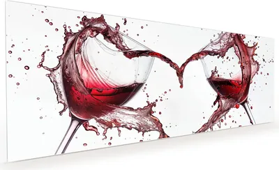 Produktbild von Küchenrückwand Spritzschutz Glas mit Motiv Weingläser Herz 40 x 40 cm