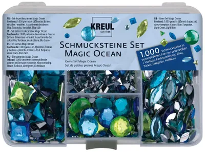 Produktbild von KREUL 49644, Edelstein-Set, Blau, Grün, Box, 1000 Stück(e)
