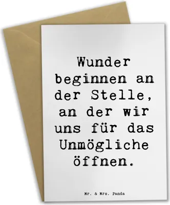 Produktbild von Mr. & Mrs. Panda Glückwunschkarte Spruch Wunder beginnen - Weiß - Geschenk, Freude, Magie, weihnachtskarten, Zaubern, dankeskarten, hochzeitskarten, einladungskarten