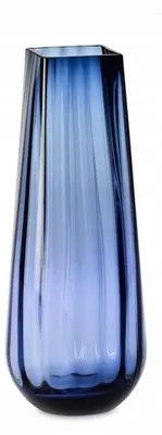 Produktbild von KROSNO Hohe Vase mit eckigem Rand, gerillt, 35 cm, Marineblau