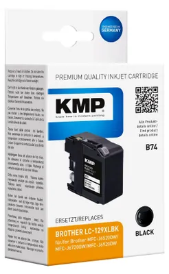 Produktbild von KMP B74, Hohe (XL-) Ausbeute, Schwarz, Tinte auf Pigmentbasis, 50 ml, 2400 Seiten