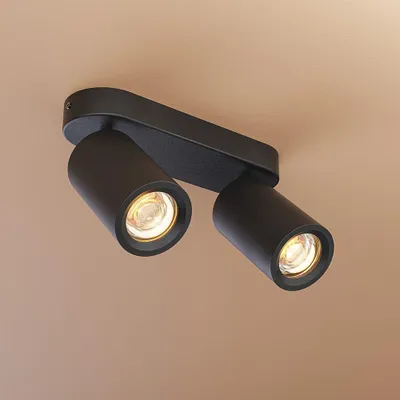 Image de HOFTRONIC - Plafonnier LED 2 spots GU10 inclinable orientable noir mat IP20
