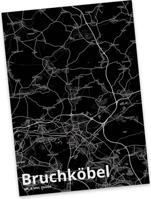 Produktbild von Mr. & Mrs. Panda Postkarte Bruchköbel - Geschenk, Grußkarte, Ansichtskarten, Ansichtskarte, Stadt, Dorf Karte Landkarte Map Stadtplan, Fotokarte, Postkarten