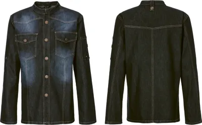 Produktbild von Kochjacke Westernstyle, langarm, Druckknöpfe, Fb. royal blue, Gr. M : royal blue : M : 78% Baumwolle 22% Elasthan